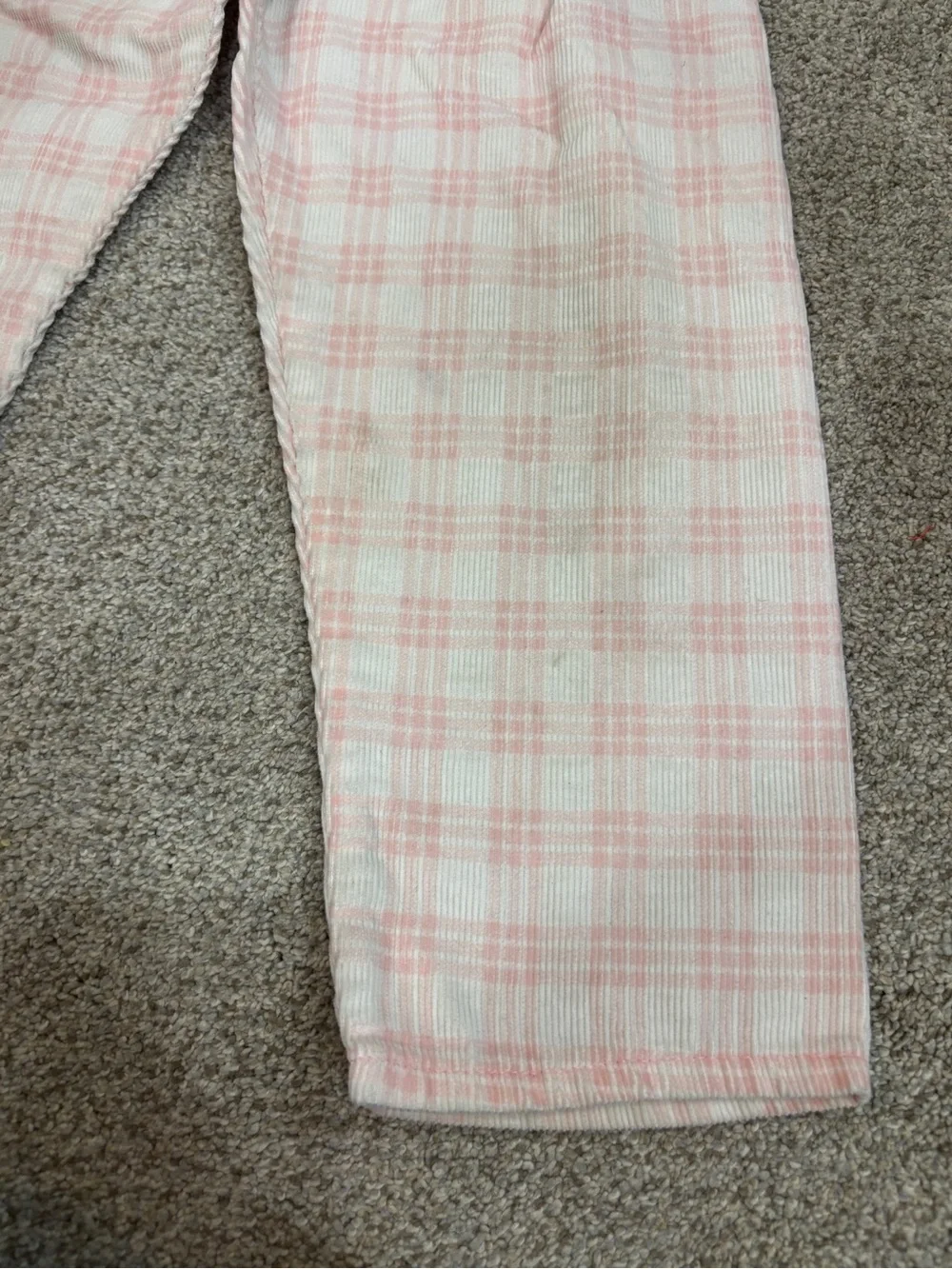Vintage Osh Kosh pink and white plaid pants elastic waistband cottagecore sz 6